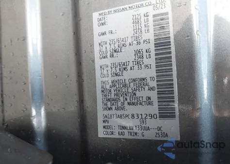 2023 Nissan Rogue S Intelligent Awd z USA, uszkodzony, nr VIN 5N1BT3AB5PC831290